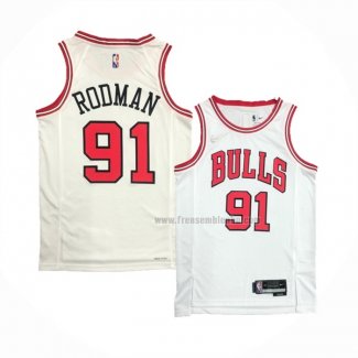 Maillot Chicago Bulls Dennis Rodman NO 91 Association 2021 Blanc