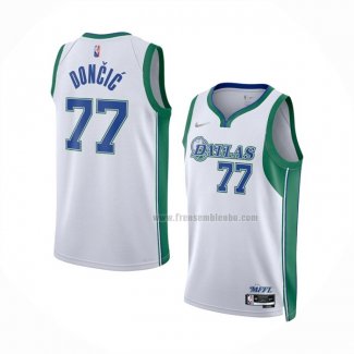 Maillot Dallas Mavericks Luka Doncic NO 77 Ville 2021-22 Blanc