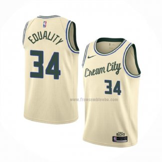 Maillot Milwaukee Bucks Giannis Antetokounmpo NO 34 Ville Creme