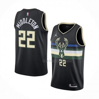 Maillot Milwaukee Bucks Khris Middleton NO 22 Statement 2020-21 Noir