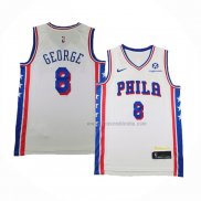 Maillot Philadelphia 76ers Paul George NO 8 Association 2024-25 Blanc