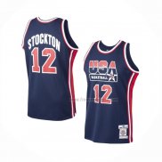 Maillot USA 1992 John Stockton NO 12 Bleu