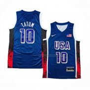 Maillot USA 2024 Jayson Tatum NO 10 Bleu1