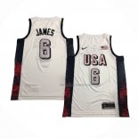 Maillot USA 2024 LeBron James NO 6 Blanc