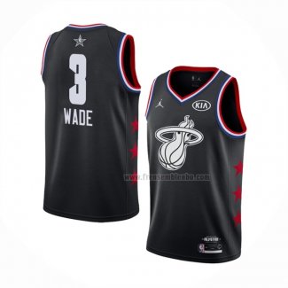 Maillot All Star 2019 Miami Heat Dwyane Wade NO 3 Noir