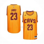 Maillot Cleveland Cavaliers LeBron James NO 23 Retro Jaune