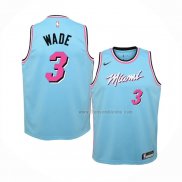 Maillot Enfant Miami Heat Dwyane Wade NO 3 Ville Bleu