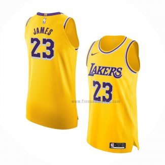 Maillot Los Angeles Lakers LeBron James NO 23 Icon Authentique Jaune