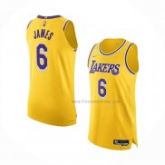 Maillot Los Angeles Lakers LeBron James NO 6 Icon Authentique Jaune