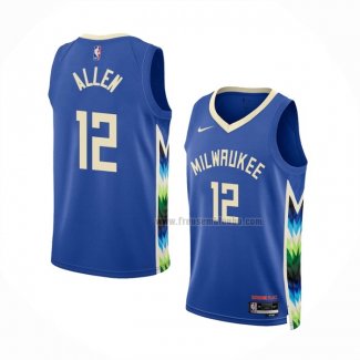 Maillot Milwaukee Bucks Grayson Allen NO 12 Ville 2022-23 Bleu