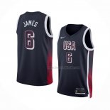 Maillot USA 2024 LeBron James NO 6 Bleu