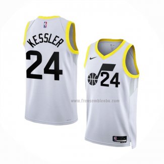 Maillot Utah Jazz Walker Kessler NO 24 Association 2022-23 Blanc