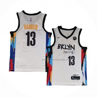 Maillot Brooklyn Nets James Harden NO 13 Ville 2020-21 Blanc