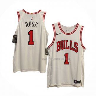 Maillot Chicago Bulls Derrick Rose NO 1 Association Authentique Blanc