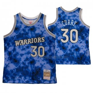 Maillot Golden State Warriors Stephen Curry NO 30 Galaxy Bleu