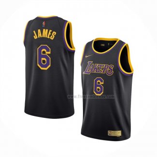 Maillot Los Angeles Lakers LeBron James NO 6 Earned 2021-22 Noir