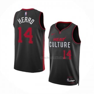 Maillot Miami Heat Tyler Herro NO 14 Ville 2023-24 Noir