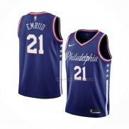 Maillot Philadelphia 76ers Joel Embiid NO 21 Ville 2019-20 Bleu