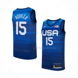 Maillot USA 2021 Devin Booker NO 15 Bleu