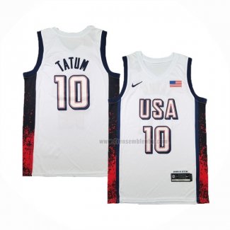 Maillot USA 2024 Jayson Tatum NO 10 Blanc