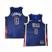 Maillot USA 2024 Kawhi Leonard NO 8 Bleu