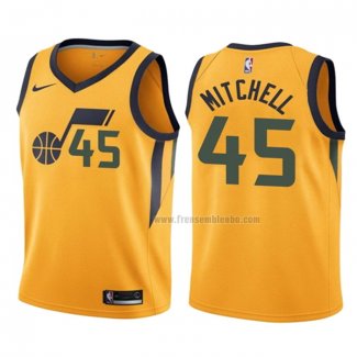 Maillot Enfant Utah Jazz Donovan Mitchell NO 45 Statement 2017-18 Jaune