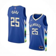 Maillot Milwaukee Bucks Serge Ibaka NO 25 Ville 2022-23 Bleu