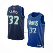 Maillot Minnesota Timberwolves Anthony Towns NO 32 Ville 2021-22 Bleu