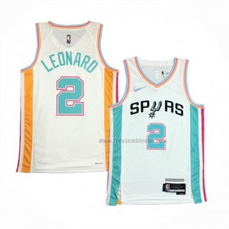 Maillot San Antonio Spurs Kawhi Leonard NO 2 Ville 2021-22 Blanc