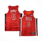 Maillot USA 2024 LeBron James NO 6 Jeux Olympiques Rouge