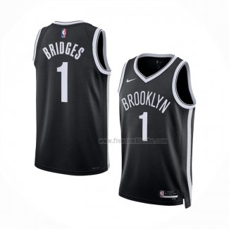 Maillot Brooklyn Nets Mikal Bridges NO 1 Icon 2022-23 Noir