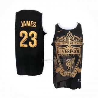 Maillot Los Angeles Lakers LeBron James NO 23 Liverpool Noir