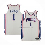 Maillot Philadelphia 76ers James Harden NO 1 Association Authentique Blanc