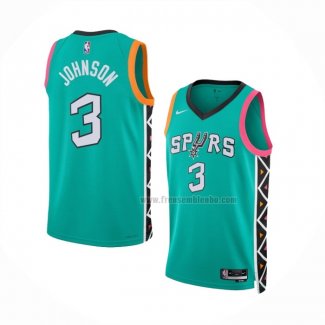 Maillot San Antonio Spurs Keldon Johnson NO 3 Ville 2022-23 Vert