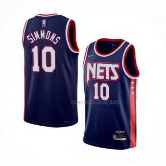 Maillot Brooklyn Nets Ben Simmons NO 10 Ville 2021-22 Bleu