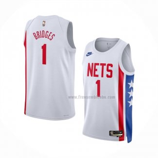 Maillot Brooklyn Nets Mikal Bridges NO 1 Classic 2022-23 Blanc