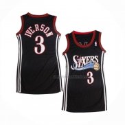 Maillot Femme Philadelphia 76ers Allen Iverson NO 3 Noir