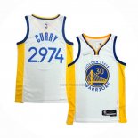 Maillot Golden State Warriors Stephen Curry 2974th 3 Points Blanc