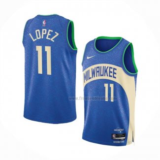 Maillot Milwaukee Bucks Brook Lopez NO 11 Ville 2023-24 Bleu