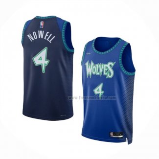 Maillot Minnesota Timberwolves Jaylen Nowell NO 4 Ville 2021-22 Bleu