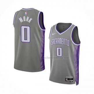 Maillot Sacramento Kings Malik Monk NO 0 Ville 2022-23 Gris