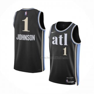 Maillot Atlanta Hawks Jalen Johnson NO 1 Ville 2023-24 Noir