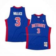 Maillot Detroit Pistons Ben Wallace NO 3 Hardwood Classics Throwback Bleu