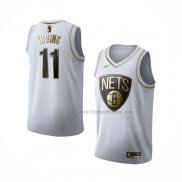 Maillot Golden Edition Brooklyn Nets Kyrie Irving NO 11 Blanc