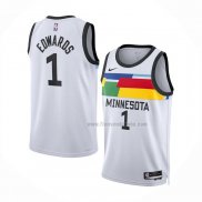 Maillot Minnesota Timberwolves Anthony Edwards NO 1 Ville 2022-23 Blanc