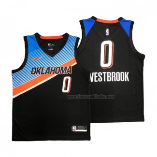 Maillot Oklahoma City Thunder Russell Westbrook NO 0 Ville 2020-21 Noir