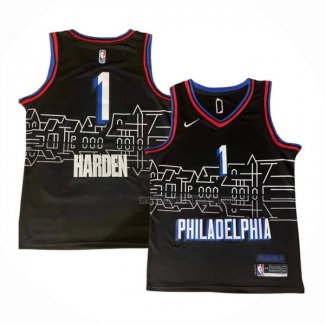 Maillot Philadelphia 76ers James Harden NO 1 Ville 2020-21 Noir