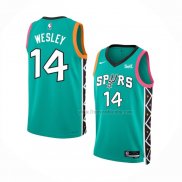 Maillot San Antonio Spurs Blake Wesley NO 14 Ville 2022-23 Vert