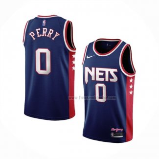 Maillot Brooklyn Nets Reggie Perry NO 0 Ville 2021-22 Bleu