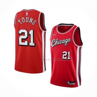 Maillot Chicago Bulls Thaddeus Young NO 21 Ville 2021-22 Rouge